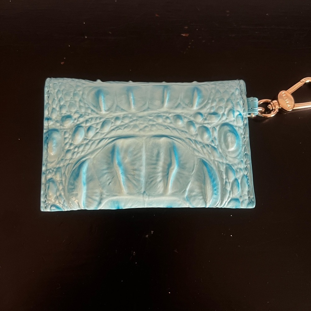 Brahmin Bright Turquoise Croc-Embossed Keychain Card Holder - Picture 3 of 4